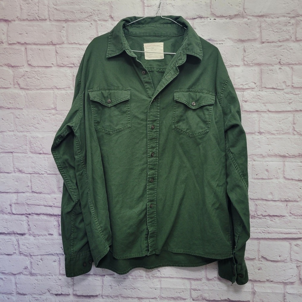 VTG Wrangler Green Flannel Button Shirt Men XL Grunge Y2K Gorpcore Utility Work